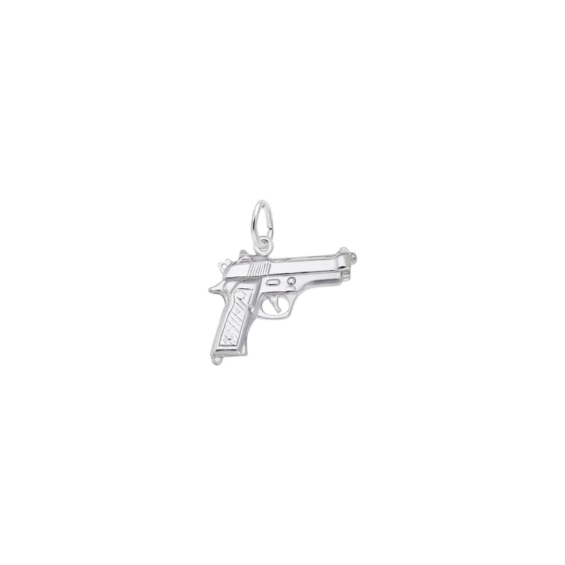 Pistol Gun Pendant white (14K) front - Popular Jewelry - New York