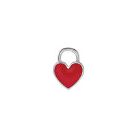 Punainen sydämen emaloitu riipus valkoinen (14K) edessä - Popular Jewelry - New York