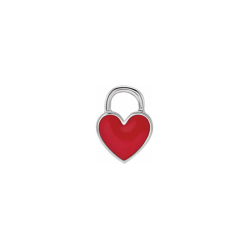 Red Heart Enameled Pendant white (14K) front - Popular Jewelry - New York
