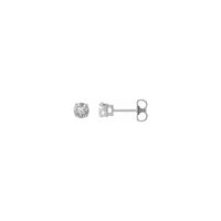 Okrúhle diamantové solitaire (3/4 CTW) Náušnice s trecou zadnou patentkou biela (14K) hlavná - Popular Jewelry - New York