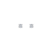 Округли дијамантски пасијанс (1 ЦТВ) Наушнице са клиновима са трењем позади беле (14К) - предње - Popular Jewelry - Њу Јорк