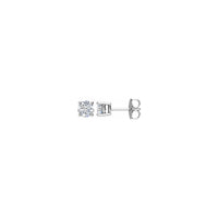 Округли дијамантски пасијанс (1 ЦТВ) Наушнице са фрикционим леђима беле (14К) - главни - Popular Jewelry - Њу Јорк
