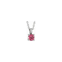 圆形粉色尖晶石单石项链白色 (14K) 正面 - Popular Jewelry  - 纽约