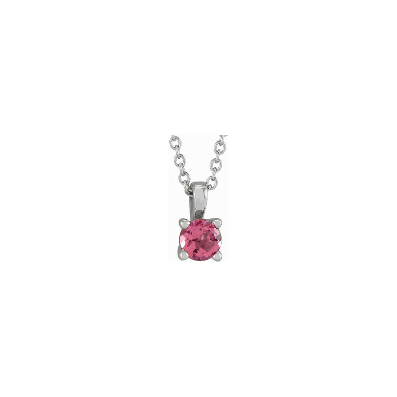 Round Pink Spinel Solitaire Necklace white (14K) front - Popular Jewelry - New York