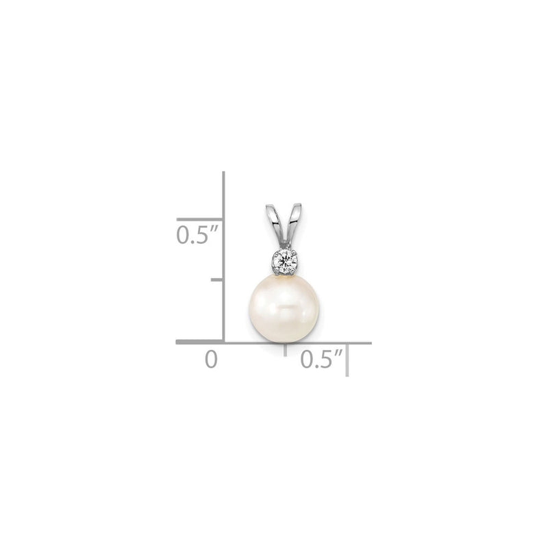 Round White Saltwater Akoya Pearl Diamond Pendant (14K) scale - Popular Jewelry -  New York