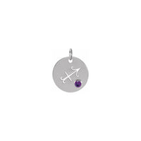 Sagittarius Amethyst Zodiac Disc Pendant white (14K) front - Popular Jewelry - New York