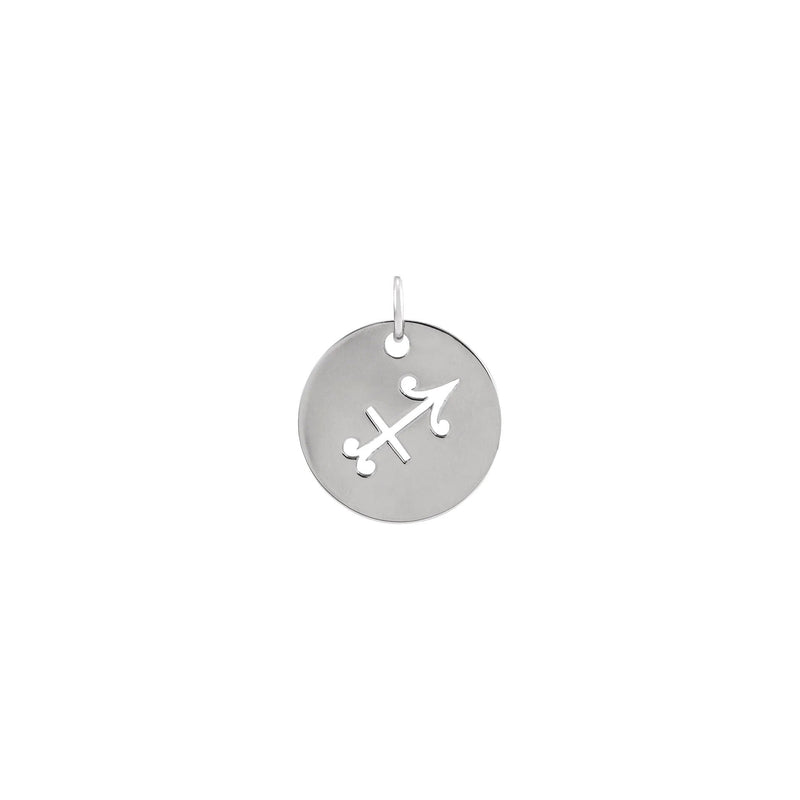 Sagittarius Zodiac Symbol Disc Pendant white (14K) front - Popular Jewelry - New York