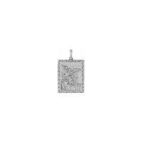 Saint Michael Adorned Rectangular Medal white (14K) front - Popular Jewelry - New York