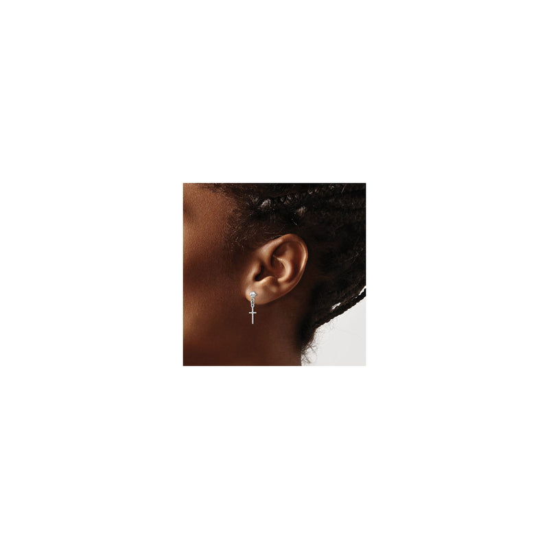 Slim Cross Dangle Earrings (14K) preview - Popular Jewelry - New York