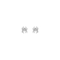 Awọn afikọti Spider Stud Stud funfun (14K) iwaju - Popular Jewelry - Niu Yoki