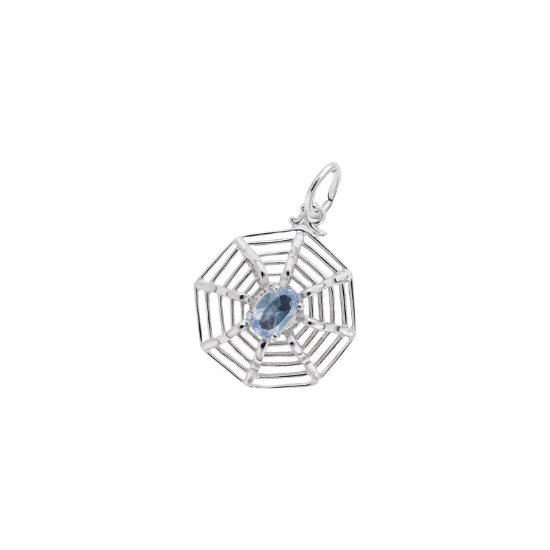 Spider Web Oval Gemstone Charm white (14K) main - Popular Jewelry - New York