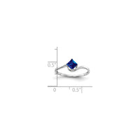 Square Blue Sapphire Wavy Solitaire Ring (14K)
