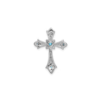 Swiss Blue Topaz and Diamond Fleur de Lis Cross Pendant (14K) back - Popular Jewelry - New York