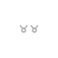 Taurus Zodiac Sign Stud Earrings white (14K) front - Popular Jewelry - New York