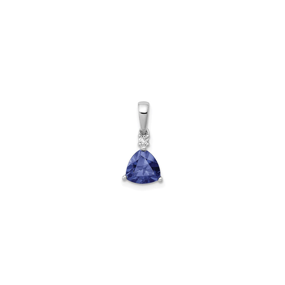 Trillion Tanzanite and Diamond Pendant (14K) front - Popular Jewelry - New York