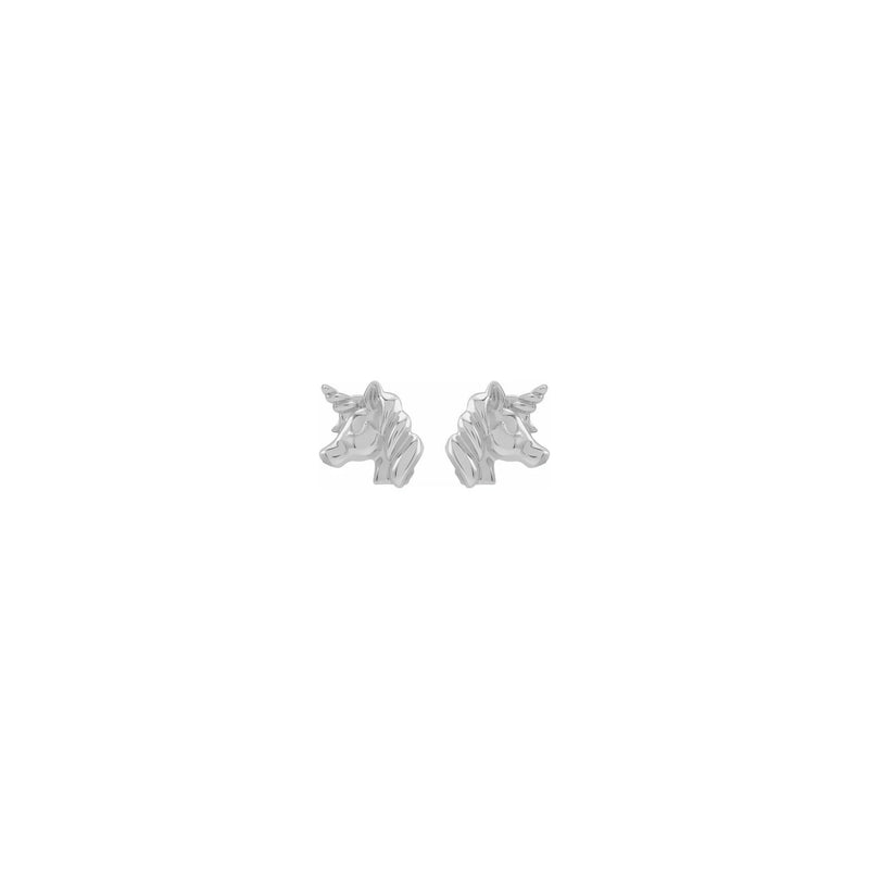 Unicorn Head Stud Earrings white (14K) front - Popular Jewelry - New York