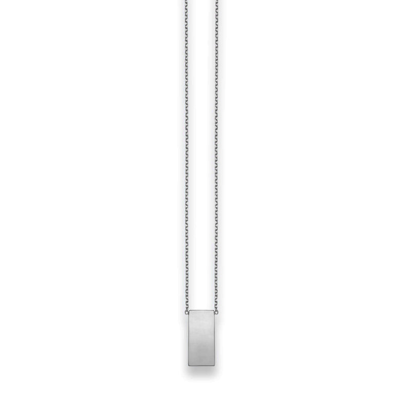 Vertical Rectangular Engravable Bar Necklace white (14K) main - Popular Jewelry - New York