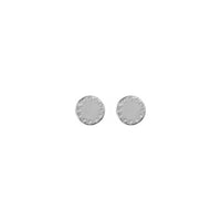 White Diamond Full Moon Stud Earrings (Silver) front - Popular Jewelry - New York