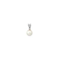 Ur gazia zuria Akoya hazitako perla diamante zintzilikarioa (14K) aurrealdea - Popular Jewelry - New York