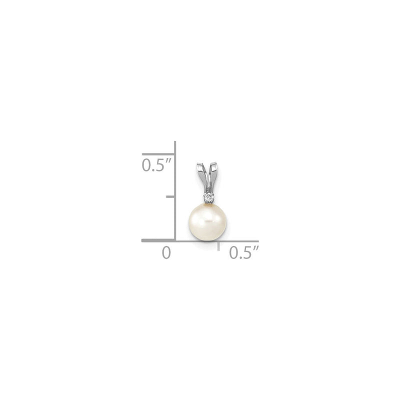 White Saltwater Akoya Cultured Pearl Diamond Pendant (14K) scale - Popular Jewelry - New York