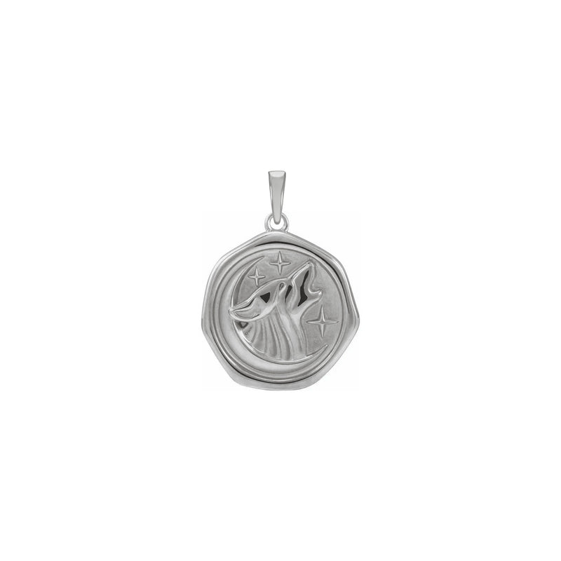 Wolf Spirit Animal Pendant white (14K) front - Popular Jewelry - New York