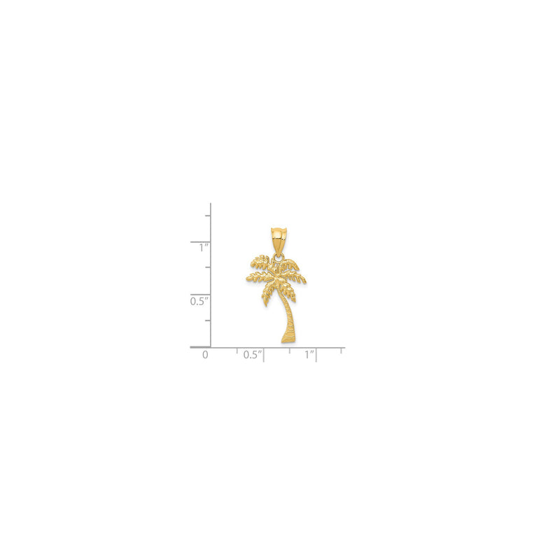 14 Karat Gold Mini Palm Tree Pendant Product Scale View 26.5 mm x 13.5 mm K4150--814KPPT070CYOO-QG