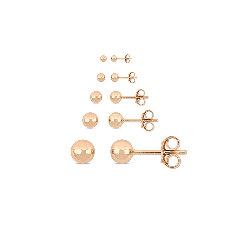 Rose Gold Ball Stud Earrings (14K)
