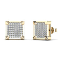 Earrings Panneau Carré Diamant (14K)