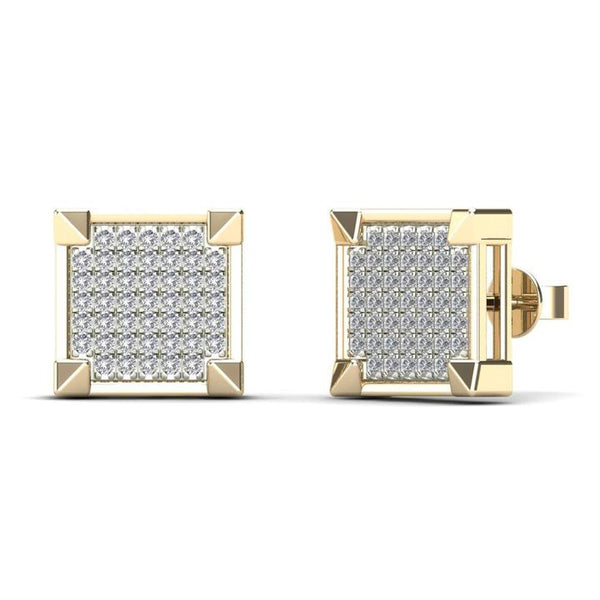 Square Panel Diamond Stud Earrings (14K)