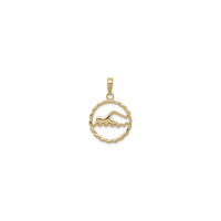 Swimmer Figure Round Pendant (14K) front - Popular Jewelry - New York