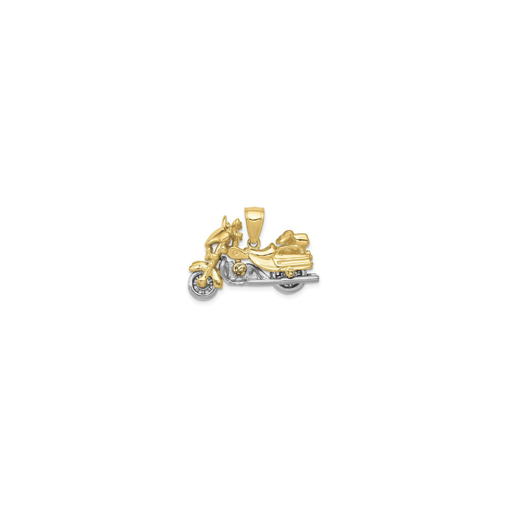 3D Two-Tone Motorcycle Pendant (14K)