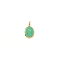 Green Jade Oval Cabochon Pendant (14K) front - Popular Jewelry - New York