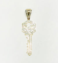 Diamond Key Pendant (10K) front view - Popular Jewelry - New York