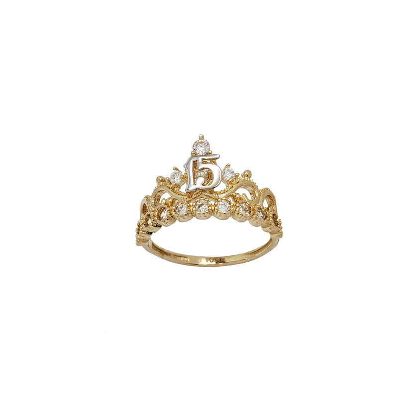 15 Years Birthday Crown-Tiara Ring (14K)