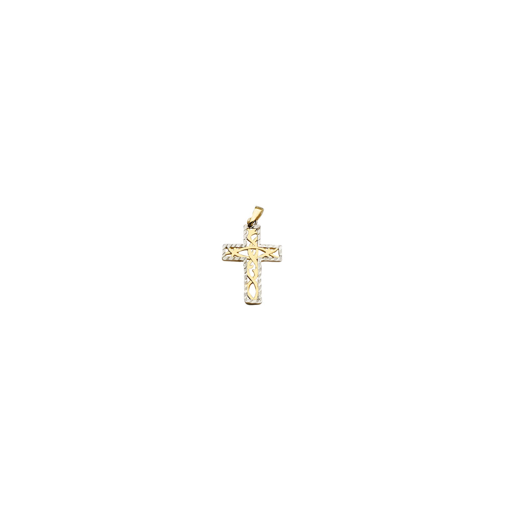 Two-Tone Cross Pendant (14K)