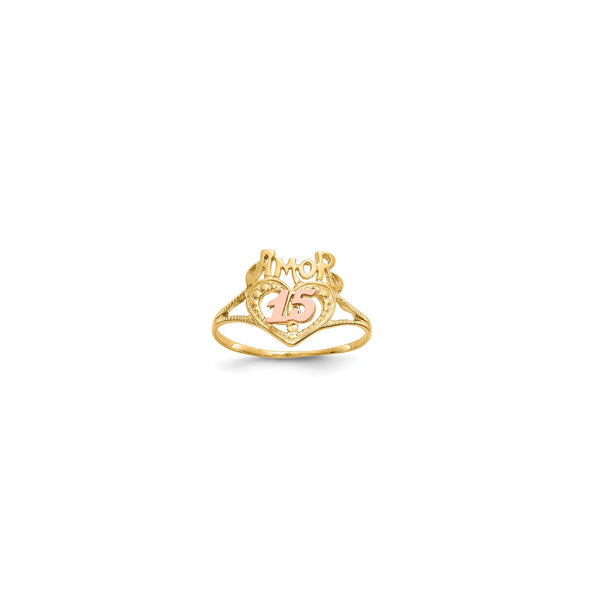 Two Tone Amor 15 Heart Ring (14K)