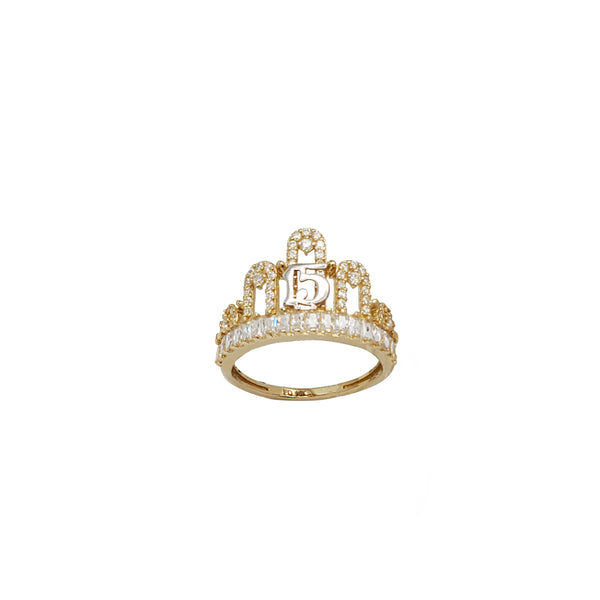15th Birthday Crown CZ Ring (14K)