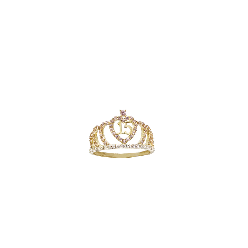 Outlined Heart 15 [Quinceañera] Ring (14K)
