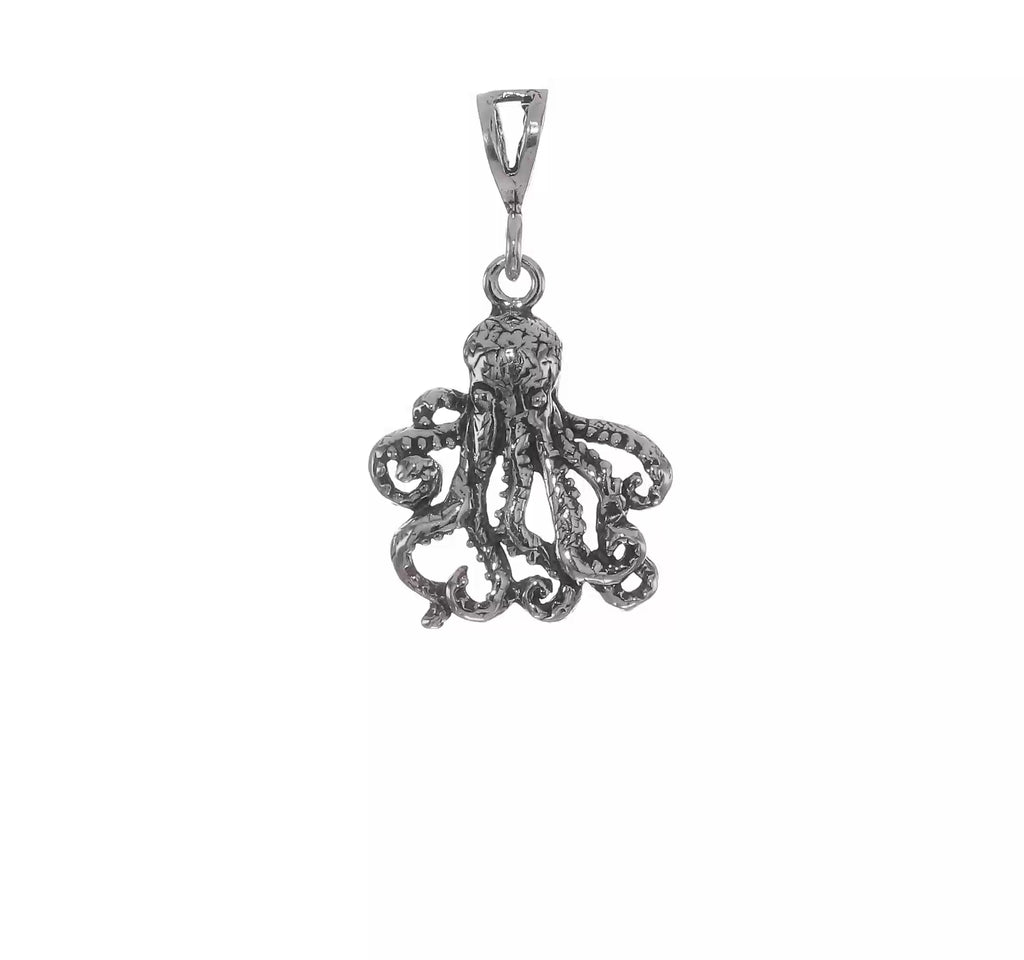 Antiqued Octopus Pendant (Silver) 360 - Popular Jewelry - New York