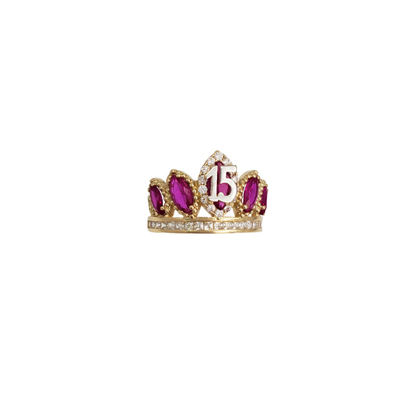 15 Years Birthday Crown-Tiara Ring (14K)