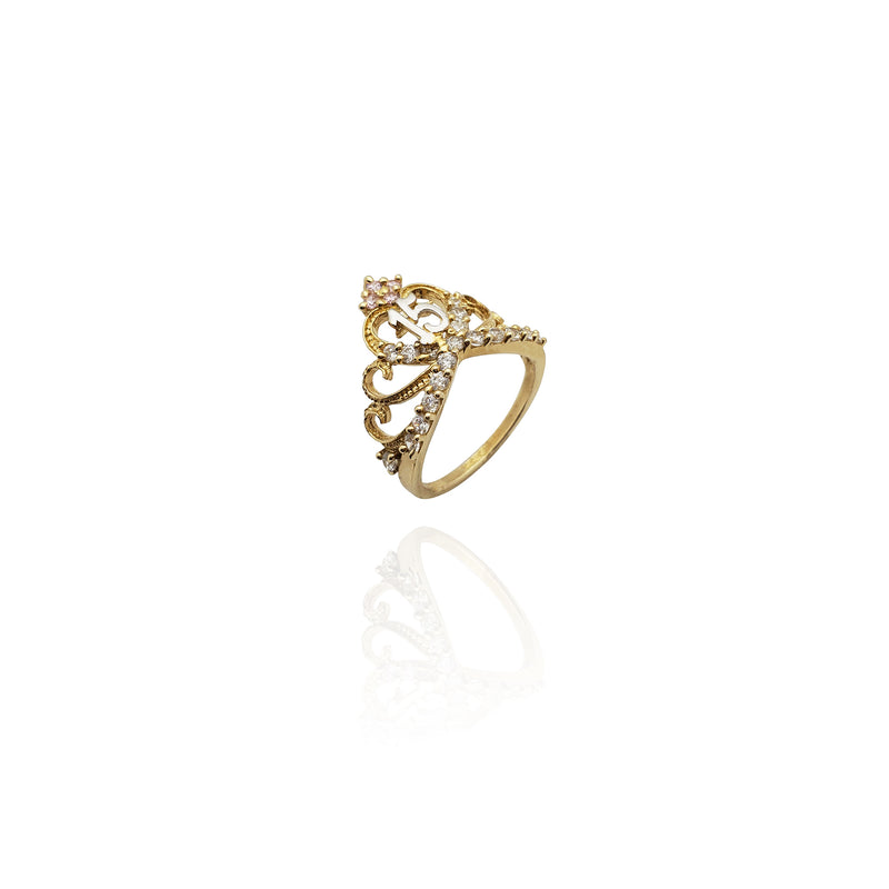 15th Birthday Crown CZ Ring (14K) New York Popular Jewelry