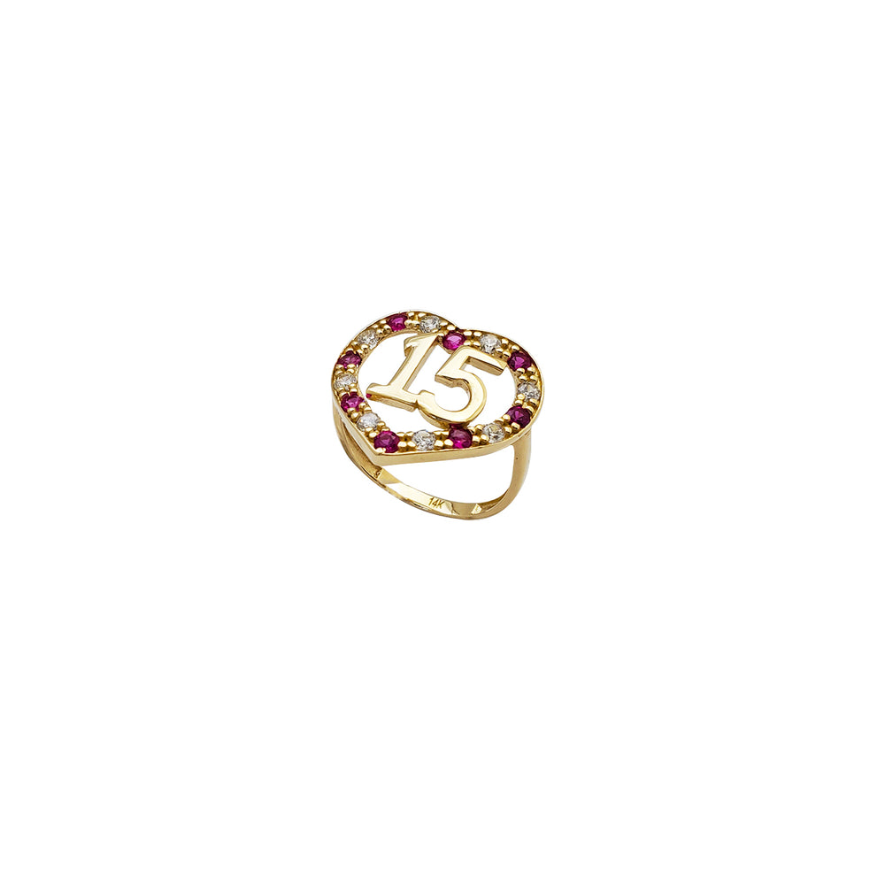 Heart Shape 15 Year Ring (14K)