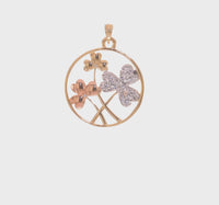 Tricolor Round Outlined Frame Clovers Pendant (14K)