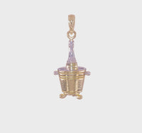 3-D Champagne Bottle in Ice Bucket Pendant (14K)