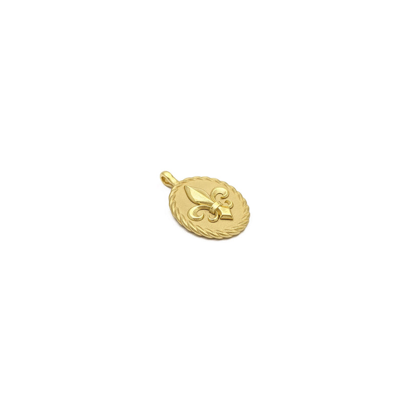 Fleur De Lis Braided Rope Oval Medal Pendant (18K) diagonal - Popular Jewelry - New York