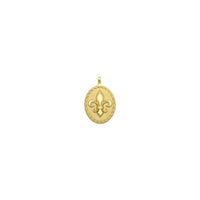 Fleur De Lis Braided Rope Oval Medal Pendant (18K) front - Popular Jewelry - New York