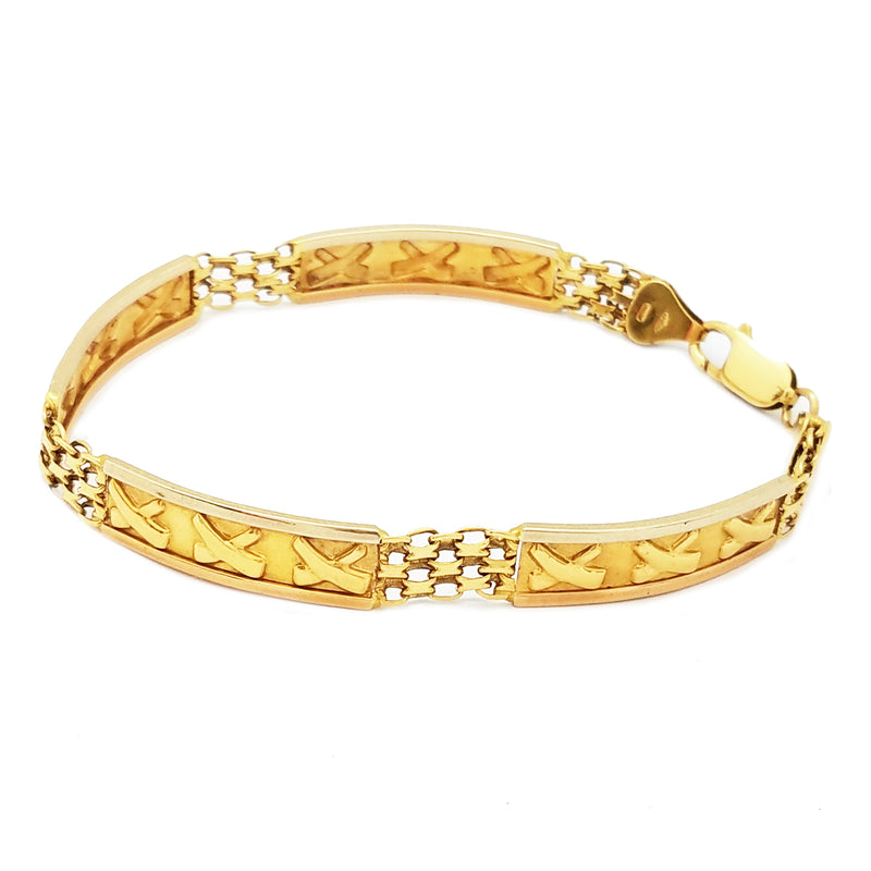 X-Bar & Mesh Yellow Gold Bracelet (18K)