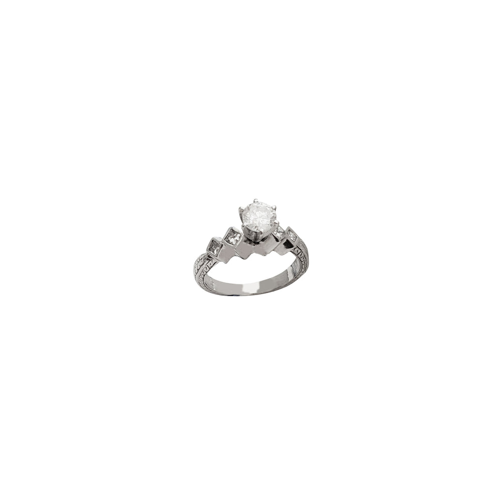 Diamond Round Setting Engagement Ring (18K)