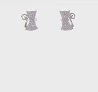 Bejeweled Sitting Cat CZ Stud Earrings (Silver) 360 - Popular Jewelry - New York
