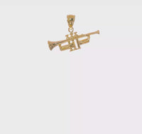 Horizontal 3D Trumpet Pendant (14K) 360 - Popular Jewelry - New York